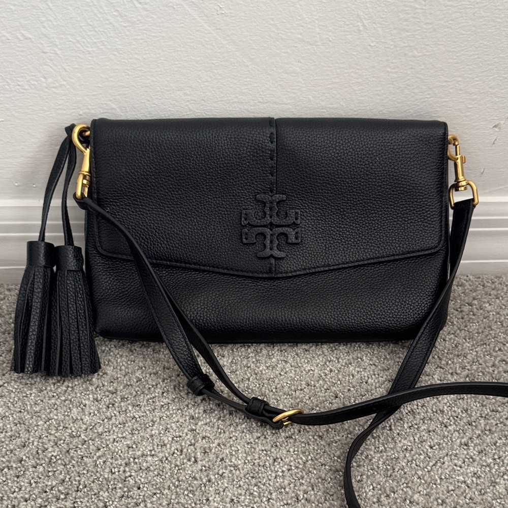Tory Burch Black Crossbody Bag with Tassels